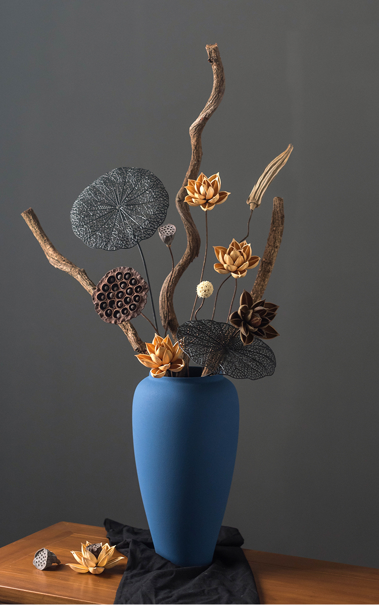 干花花束真花手工落地高枝装饰天然莲蓬插花居客厅摆设干花组合6025不