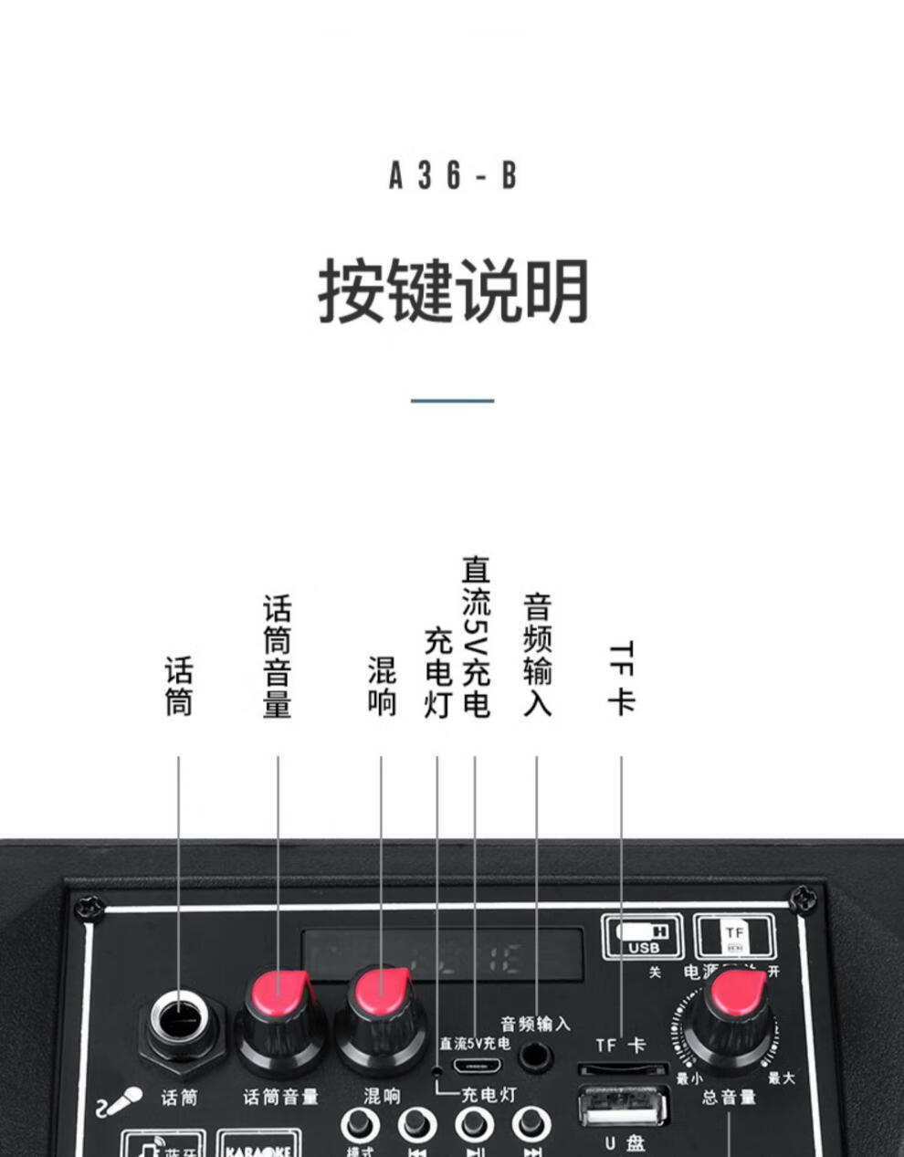 先科a36蓝牙音响大功率播放器重低音炮超大音量户外手提便携式带无线