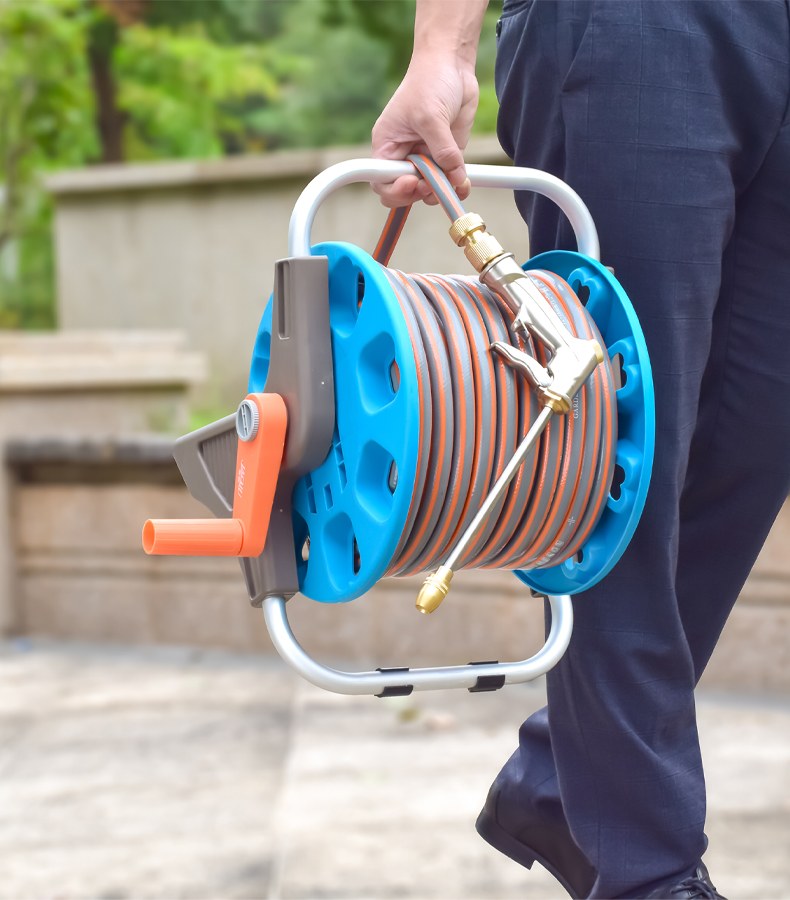 软管盘管神器绕管架 中号滑轮车(带2个abs通水快接 2米导水管)【图片