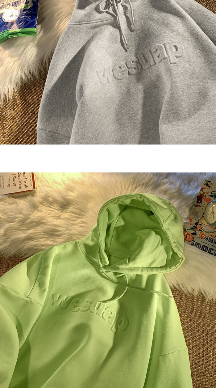 高品质卫衣女新款3d凹凸字母克莱因蓝连帽卫衣女加绒加厚秋冬外套潮