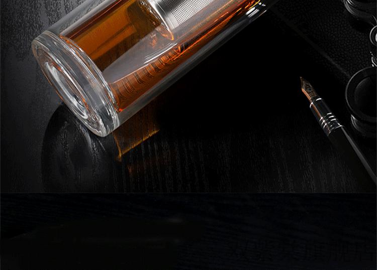 清水玻璃杯大容量清水玻璃杯双层男女士便携耐热家用杯子带学生随行