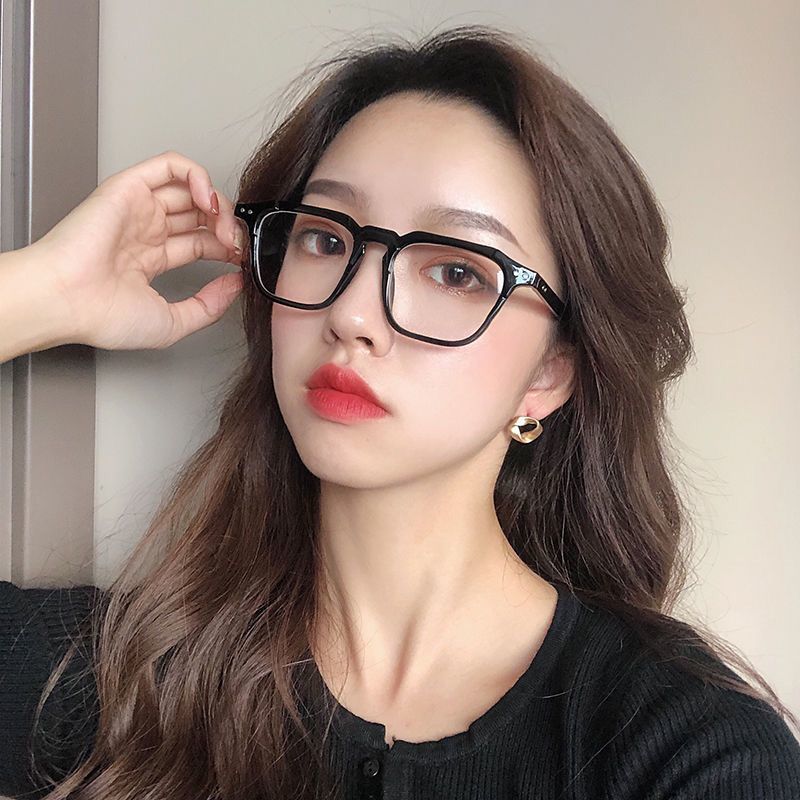 框ins网红款港风小方框豹纹色显瘦小脸素颜平光镜男眼镜女 港风小方框