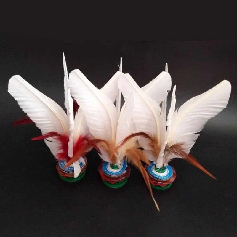 好质量大白毽子成人健身运动耐踢比赛训练白色鹅毛毽子加厚牛津底品