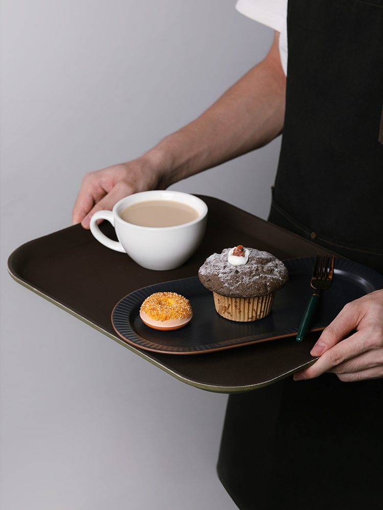 圆形茶水酒吧ktv饭酒店用品餐具上菜专用商用 钢化-圆形托盘-直径40