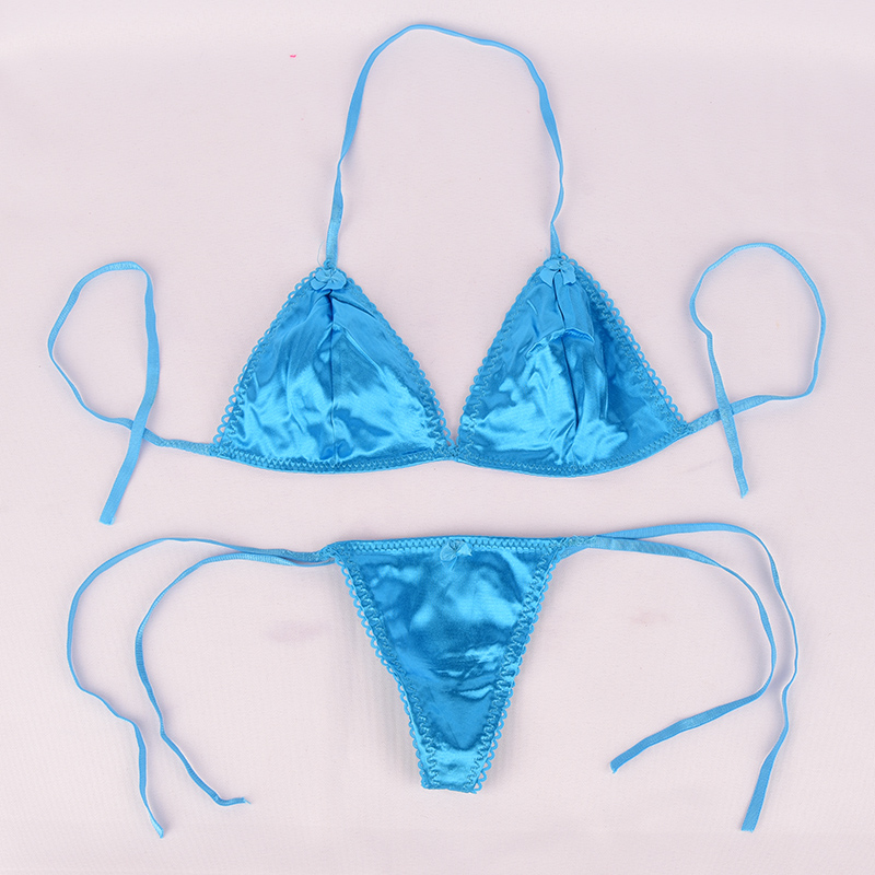 叶子媚 比基尼吊带三点式泳衣性感诱惑女士情趣内衣绑带丁字裤 紫色