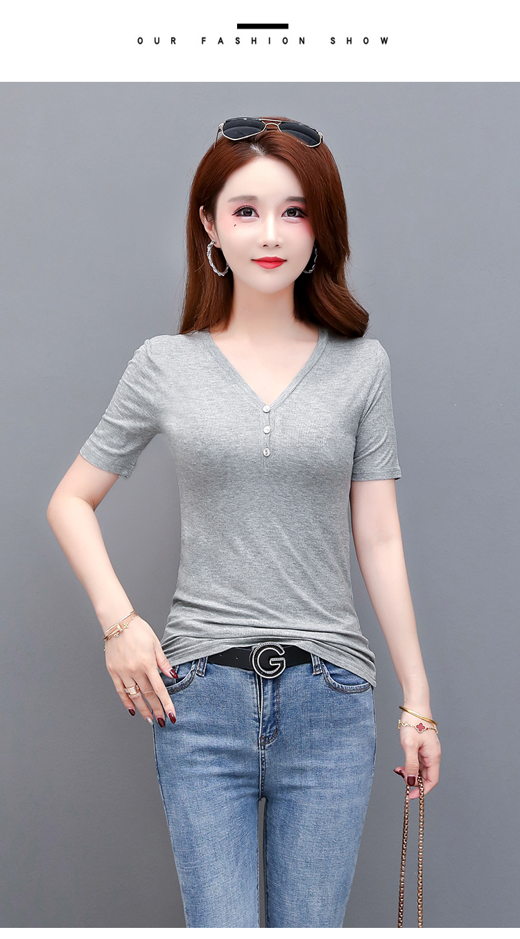 夏季大码鸡心领女上衣女士短袖t恤血裇桖女装薄款宽松打底衫宽松休闲