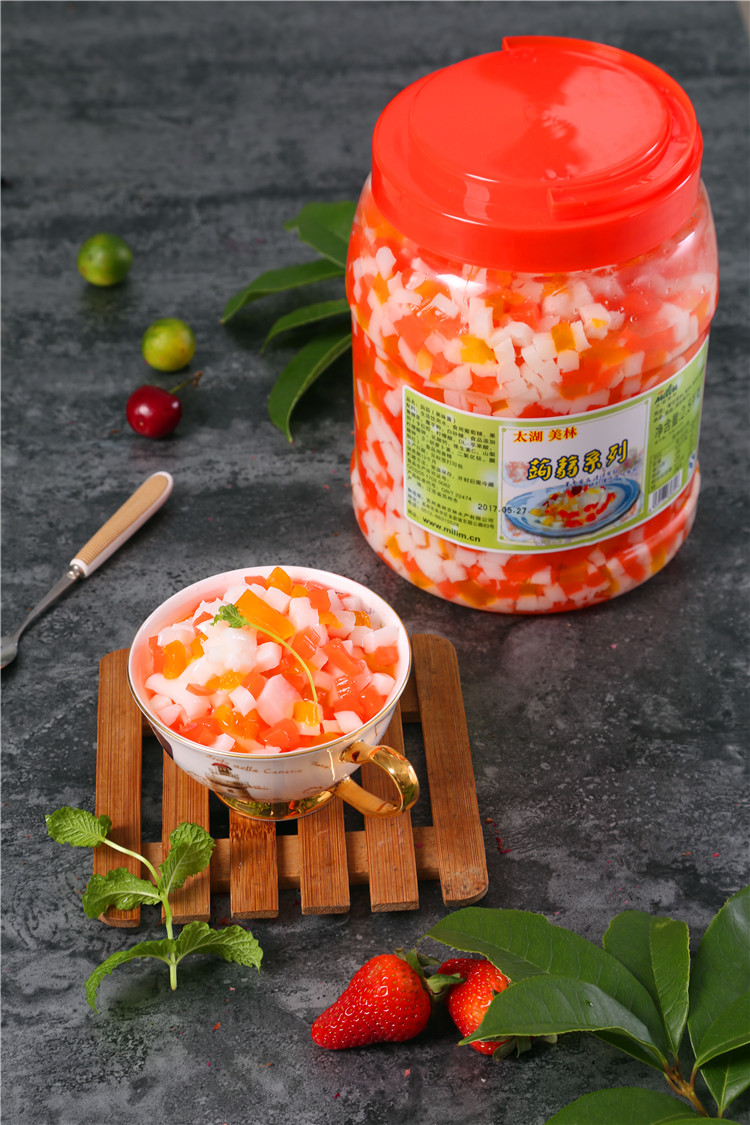 5kg大桶装三色椰果彩色水晶椰果粒奶茶原料 粒奶茶原料【图片 价格