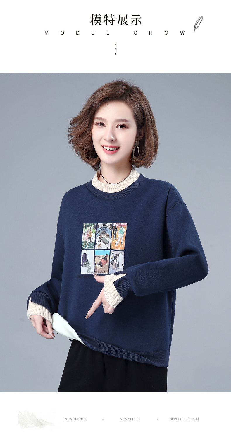 纪诗哲gievszhe品牌女装加绒假两件卫衣女2022年新款春秋减龄时尚显瘦