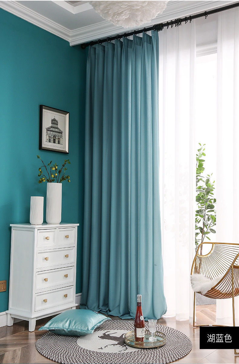 天丝绒纱帘透光不透人窗纱卧室客厅阳台隔断飘窗双开韩褶窗帘脏粉色天