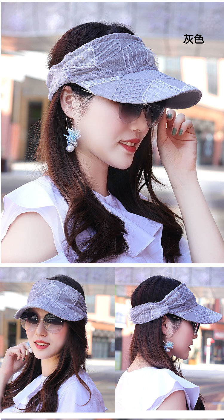 女士鸭舌帽春夏季空顶帽女帽潮人帽子时尚女士帽扎马尾蕾丝棒球帽遮阳