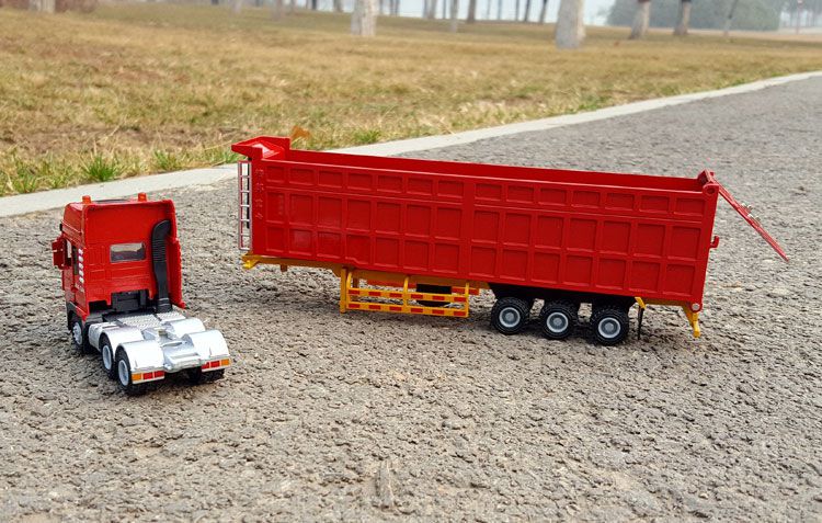 150合金重卡运输车自卸翻斗货车合金汽车模型仿真合金工程玩具车红色