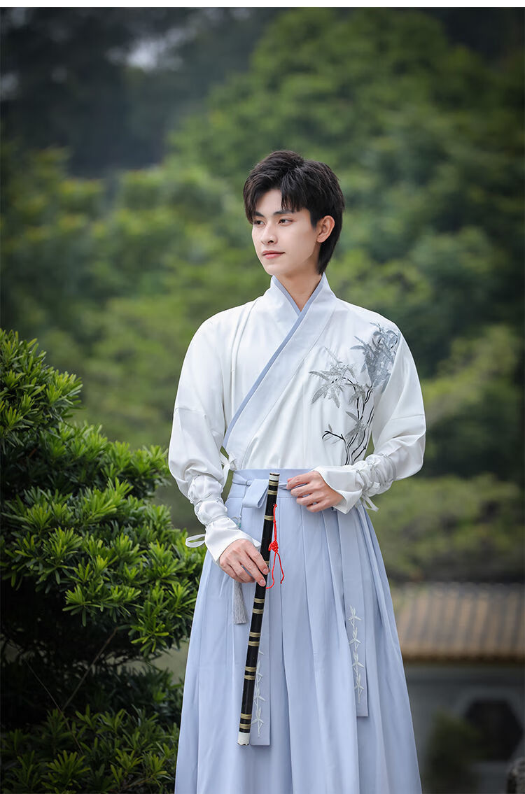 古风帅气汉服男古装侠客全套武侠风班服剑客运动会表演服 a款白色 s