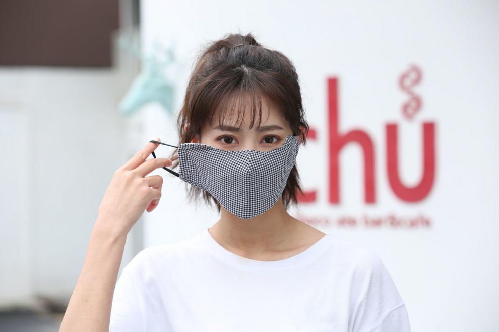 大口罩防风防晒透气护眼角防尘户外护下巴骑行面罩2只装纯黑色浅紫格