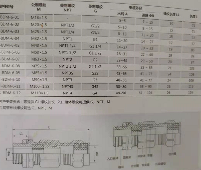 m20双密封夹紧填料函g3/4电缆固定304不锈钢防爆铠装