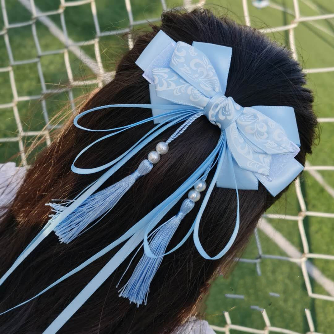 魅丽饰季汉服蝴蝶结古装头饰超仙网红发卡女童发饰后脑勺发夹马尾七夕