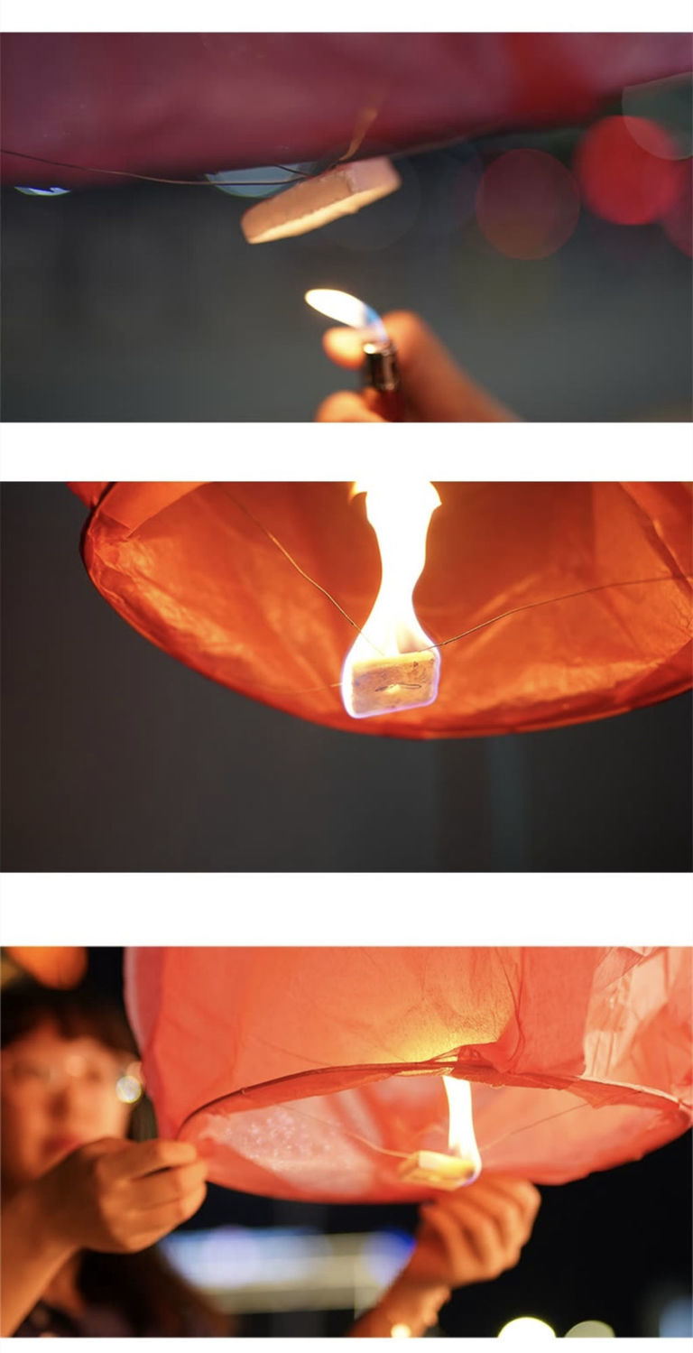 网红孔明灯10个50个情侣心形古风许愿灯批发大安阻燃 白色love10个装