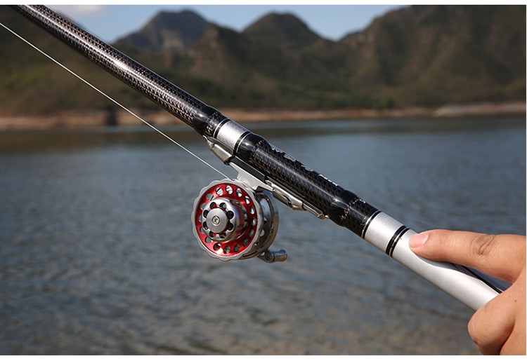 定位谷麦钓鱼竿手竿车盘竿28调超轻超硬不剪线超硬52米排线速比轮配件
