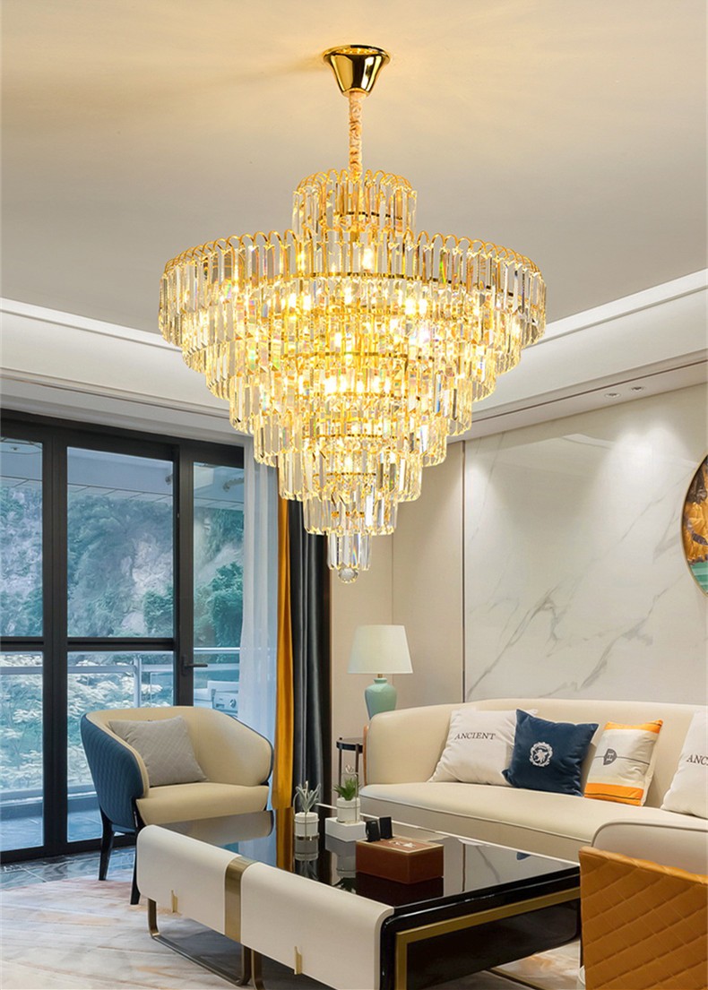 宏影后现代轻奢水晶吊灯时尚简约大气客厅灯金色餐厅卧室大厅酒店工程
