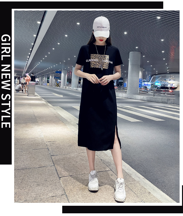 sxa香港潮牌短袖t恤连衣裙女装2022夏季新款韩版中长款休闲宽松直筒