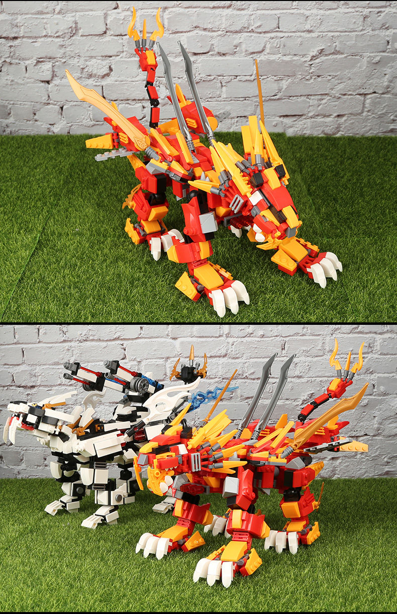 兼容乐高幻影忍者积木龙男孩拼装儿童新品乐高匹配玩具68岁红龙2摩托