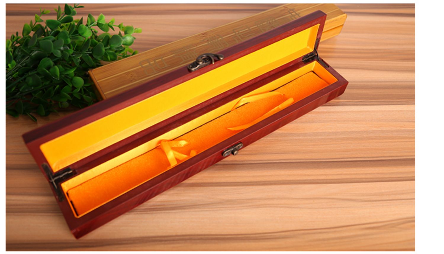 索酷实木书法毛笔盒子放毛笔的收纳盒学生古风礼品送人礼盒装套装长