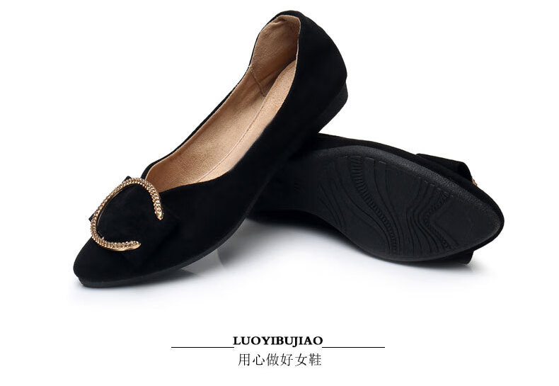 牛津底豆豆鞋老北京布鞋女春时尚平底牛筋底软底豆豆上班工作鞋黑色35