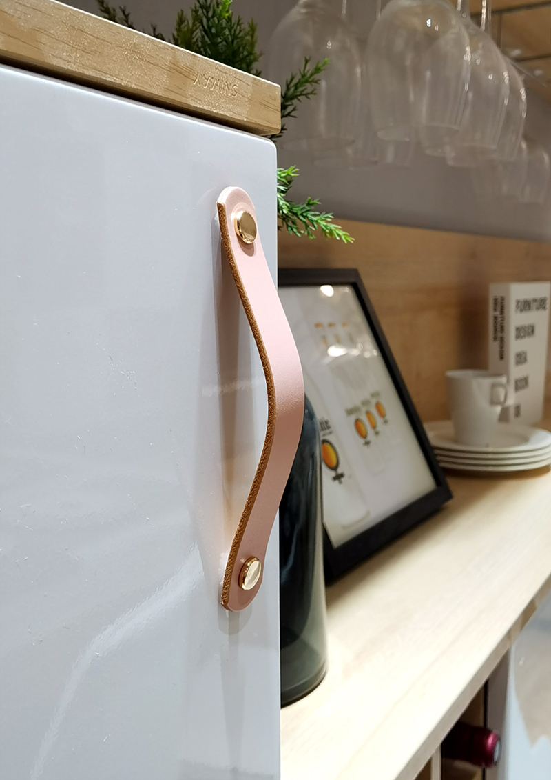 北欧轻奢风格皮拉手手柄意大利皮质真皮纯铜衣柜柜门抽屉把手灰色160