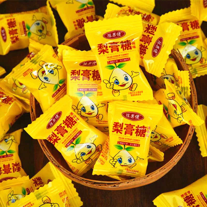 正宗陈果佬梨膏糖250g手工清凉薄荷味老式砂板糖糖果休闲零食批发梨膏