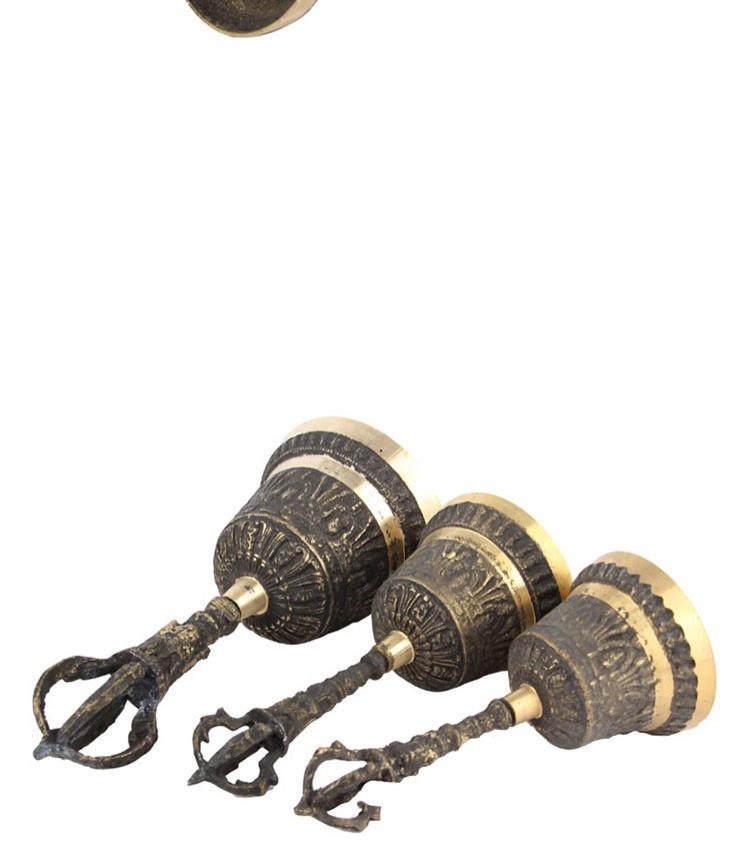 纯铜佛教道教法器四方头手摇铃佛铃道铃手摇金刚铃铜铃铛佛铃0经典款