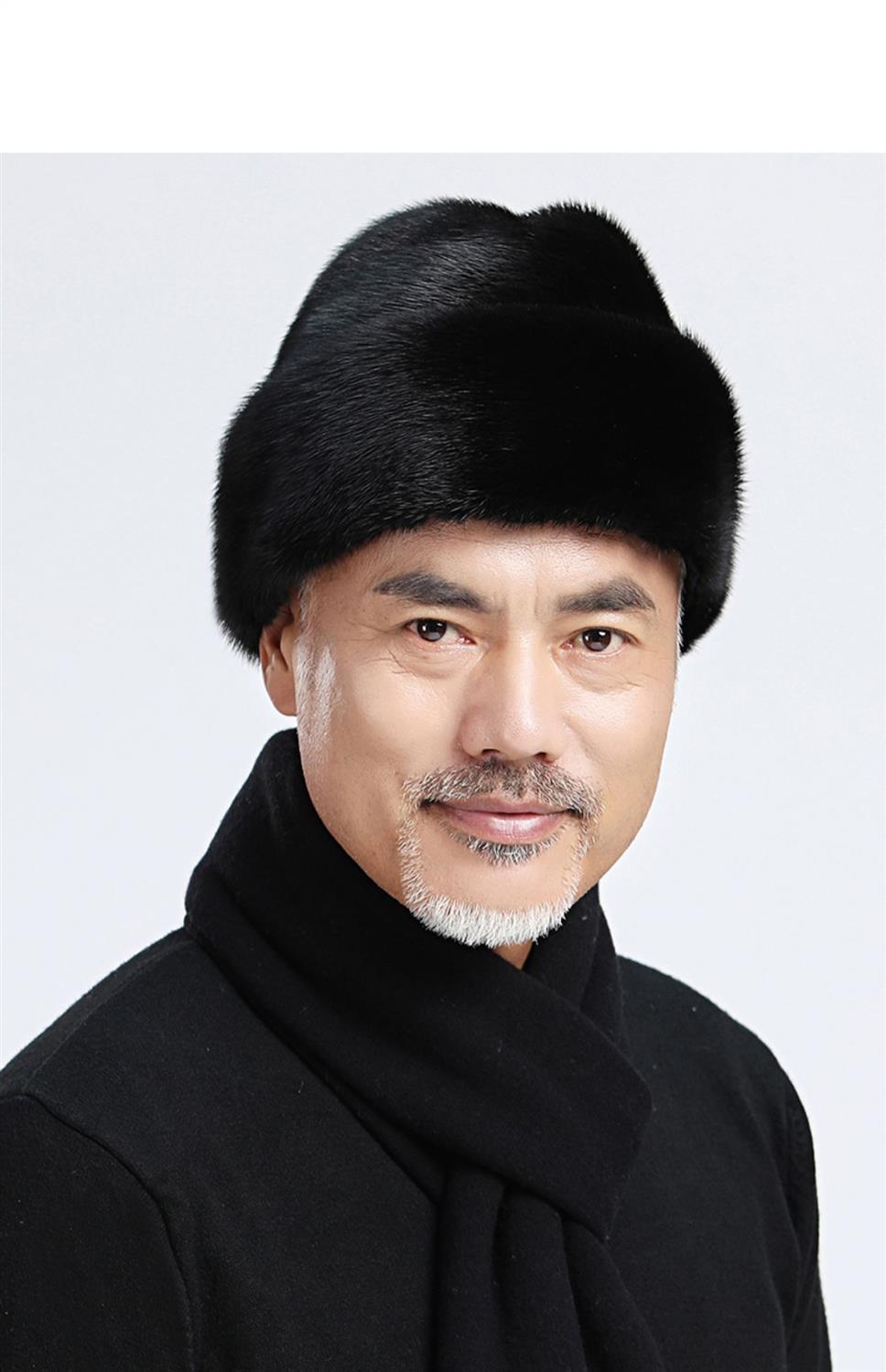 地主帽男士冬季帽子男地主帽中老年冬天户外仿貂皮老人帽保暖棉帽深