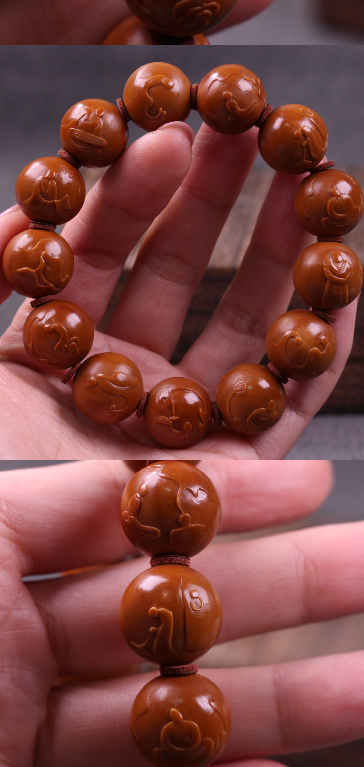 艾美福无相佛橄榄核正圆光珠手串铁核苏工舟山纯手工雕刻文玩大师精品