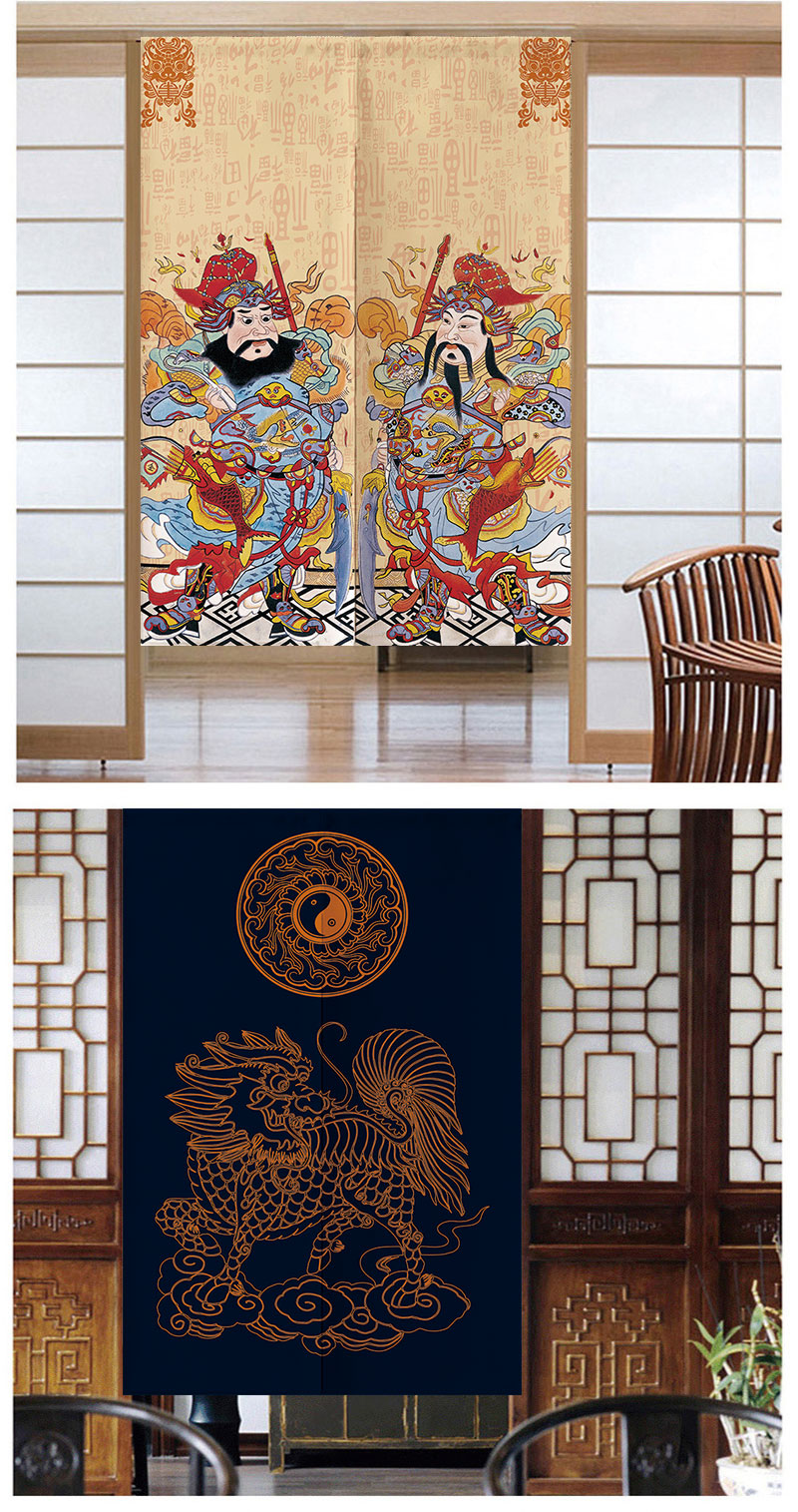 中式门神门帘入户门档煞玄关风水帘家用隔断帘中国风布艺定制任意图案