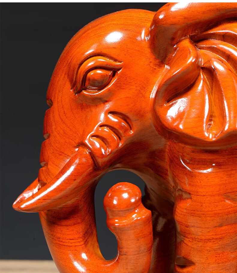 仙莱阁花梨木雕大象摆件一对实木根雕木头仿古对象红木工艺品开业礼品