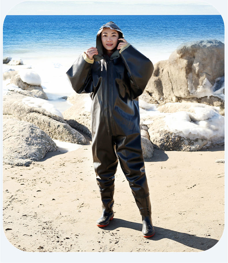 特价全身下水裤加厚连体鱼裤挖藕服抓鱼雨裤带雨鞋男防水衣雨衣水库