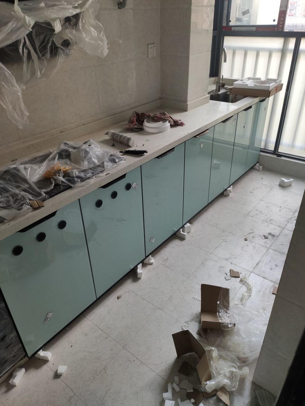 厨柜门面板定制带框橱柜门晶钢门全铝门衣柜门卧室门阳台自装银色