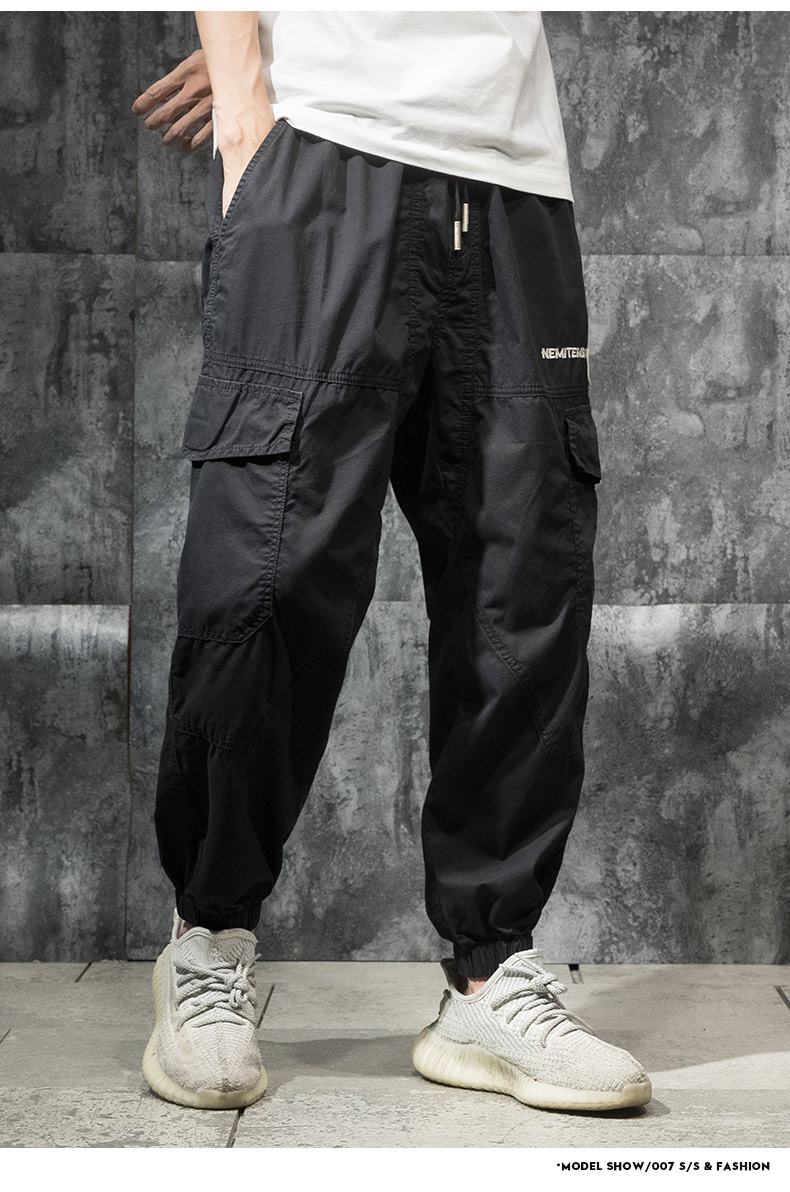 皮尔卡丹轻奢高档品牌男装春季薄款机能工装裤男宽松加肥潮流胖子肥佬