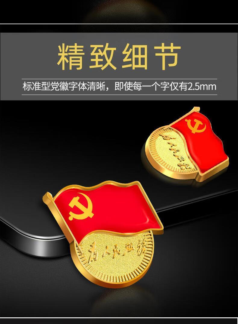 年新版胸章胸针别针蝴蝶扣磁铁吸铁石强磁徽章党员 圆形有字(别针款)