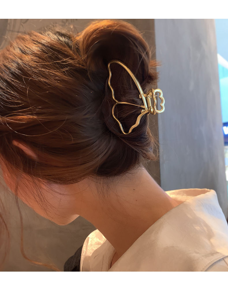 韩国ins金属头发抓夹女蝴蝶发夹大号夹子发卡后脑勺网红鲨鱼夹潮 雾面
