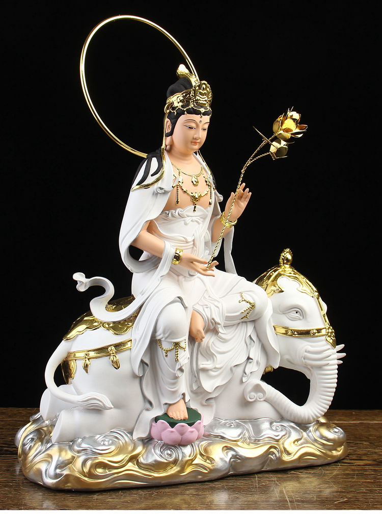 文殊菩萨普贤菩萨佛像供奉家用树脂华严三圣佛坐骑狮子文殊摆件 12