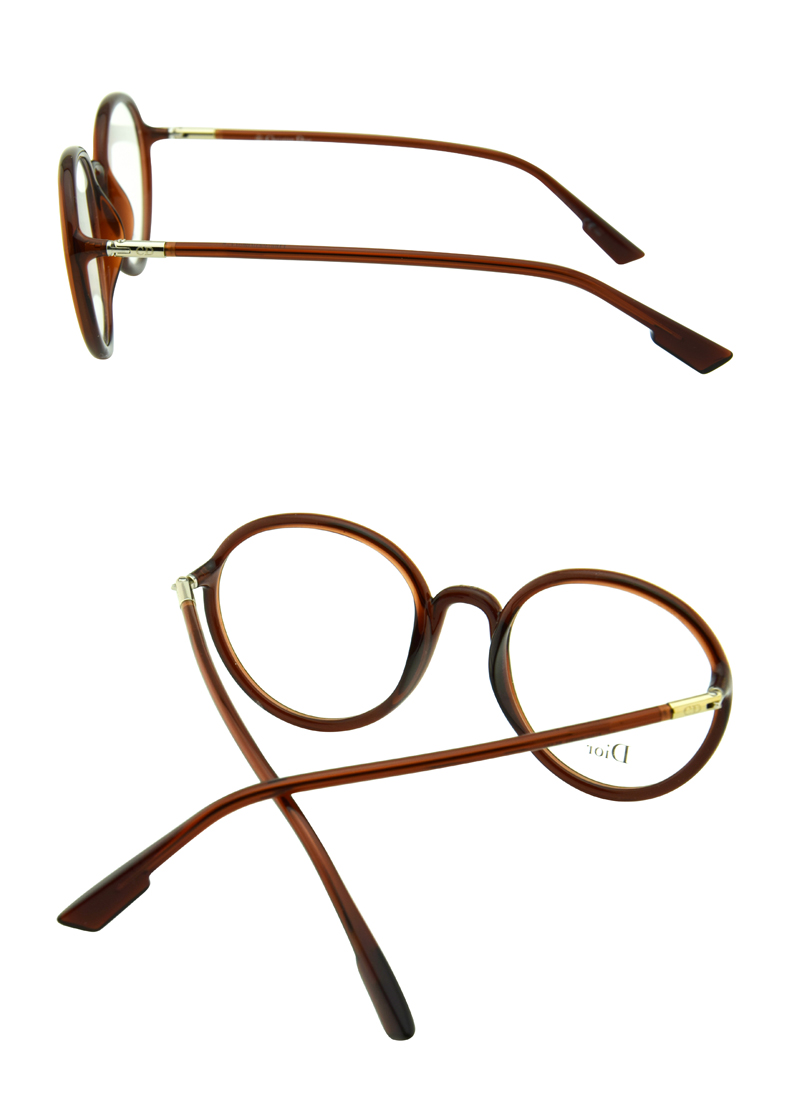 时尚 复古 圆形 板材 全框 女士 光学镜架 棕色镜框 近视 眼镜框 眼镜