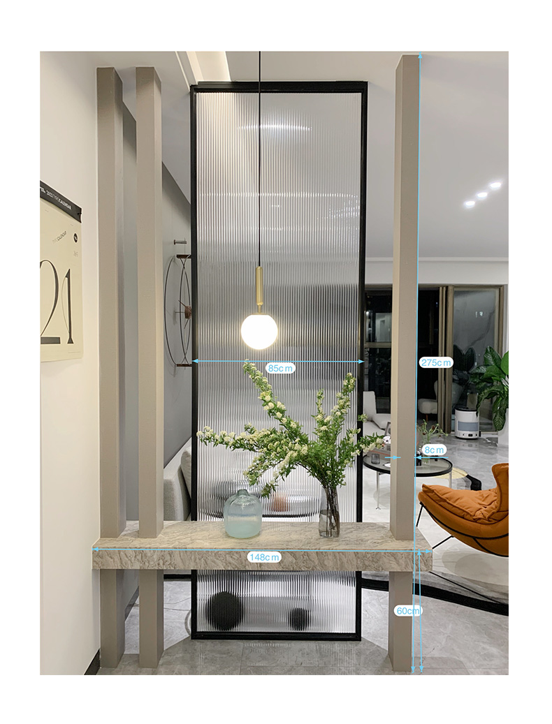 定制极简入户夹丝隔断屏风超白长虹钢化玻璃隔断餐客厅现代轻奢