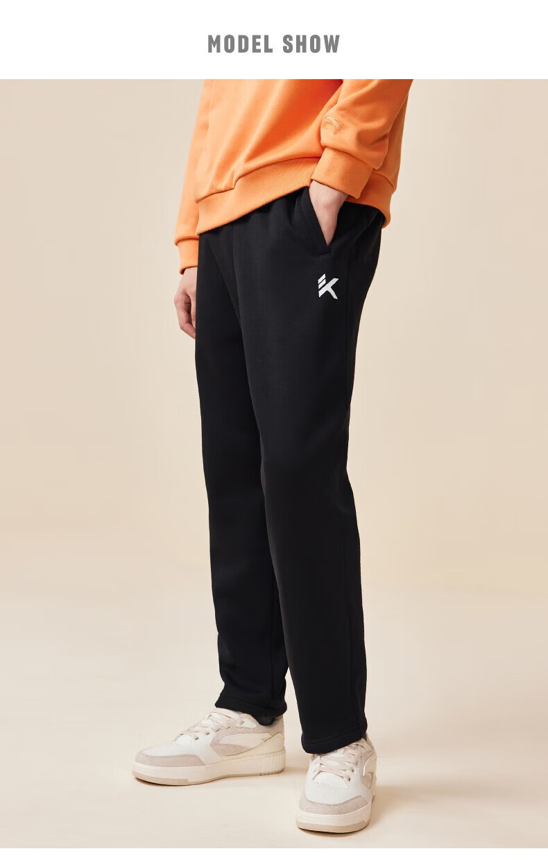 安踏(anta) kt裤 加绒运动长裤男士秋冬保暖宽松直筒裤子休闲加厚男裤