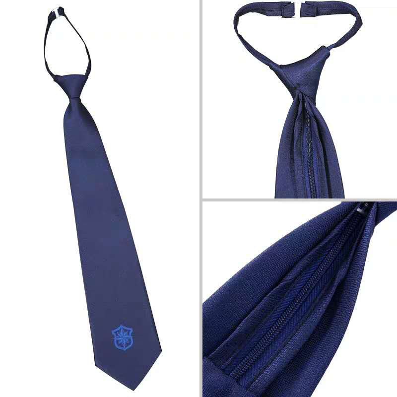 税务领带拉链式新式保安领带拉链式领带男士女士安保门卫制服藏蓝色
