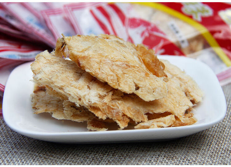 舟山特产明珠熟鱼片干烤鱼片海鲜休闲零食即食干货6gx20袋三袋装