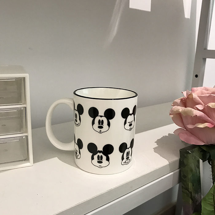 情侣对杯卡通可爱米奇老鼠头像学生水杯早餐牛奶杯家用陶瓷马克杯淘样
