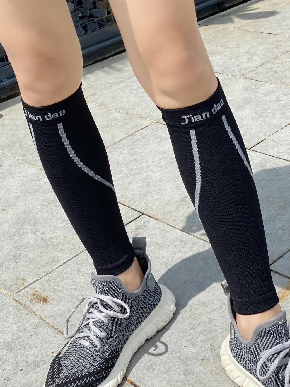 马拉松袜子跑步压缩小腿套运动越野骑行护腿马拉松压身男套袜红色m