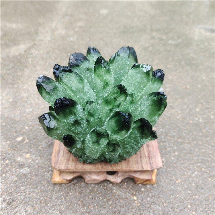 情冰绿色水晶绿幽灵共生水晶簇原石原矿标本摆件消磁净化绿水晶簇600