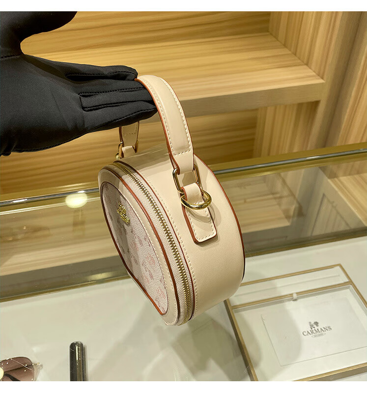 香港mk品牌代购圆饼包单肩斜挎超迁手提小圆包22新款时尚小众圆形包包