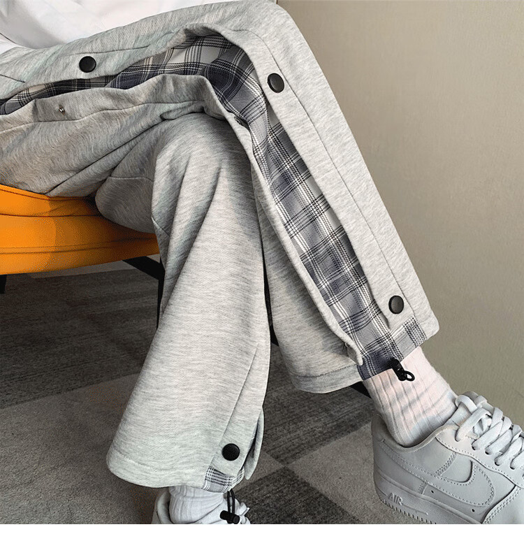 边七侧边排扣裤子男潮牌宽松束脚休闲卫裤韩版潮流春秋夏季2021年新款