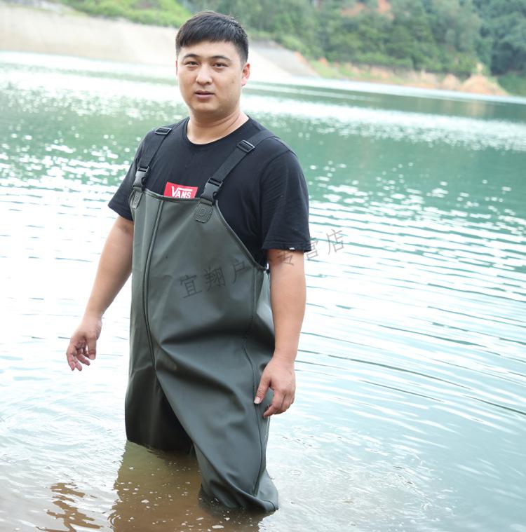化氏下水裤雨裤带雨鞋防水衣服全身加厚半身连体钓鱼水库男叉抓鱼水